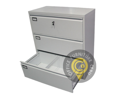3-Drawer Lateral Steel Filing Cabinet with Lock